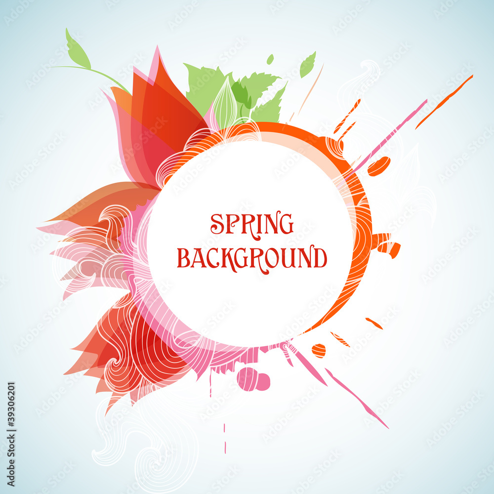 Spring flowers round banner Spring flowers round banner