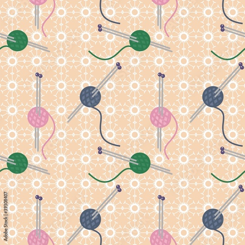 seamless background with clews and needle