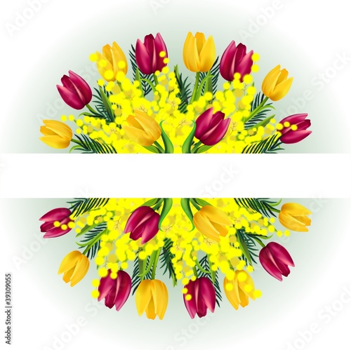 Carta da parati Fiori per Camera da Letto - Carta da parati Mimosa tulipani
