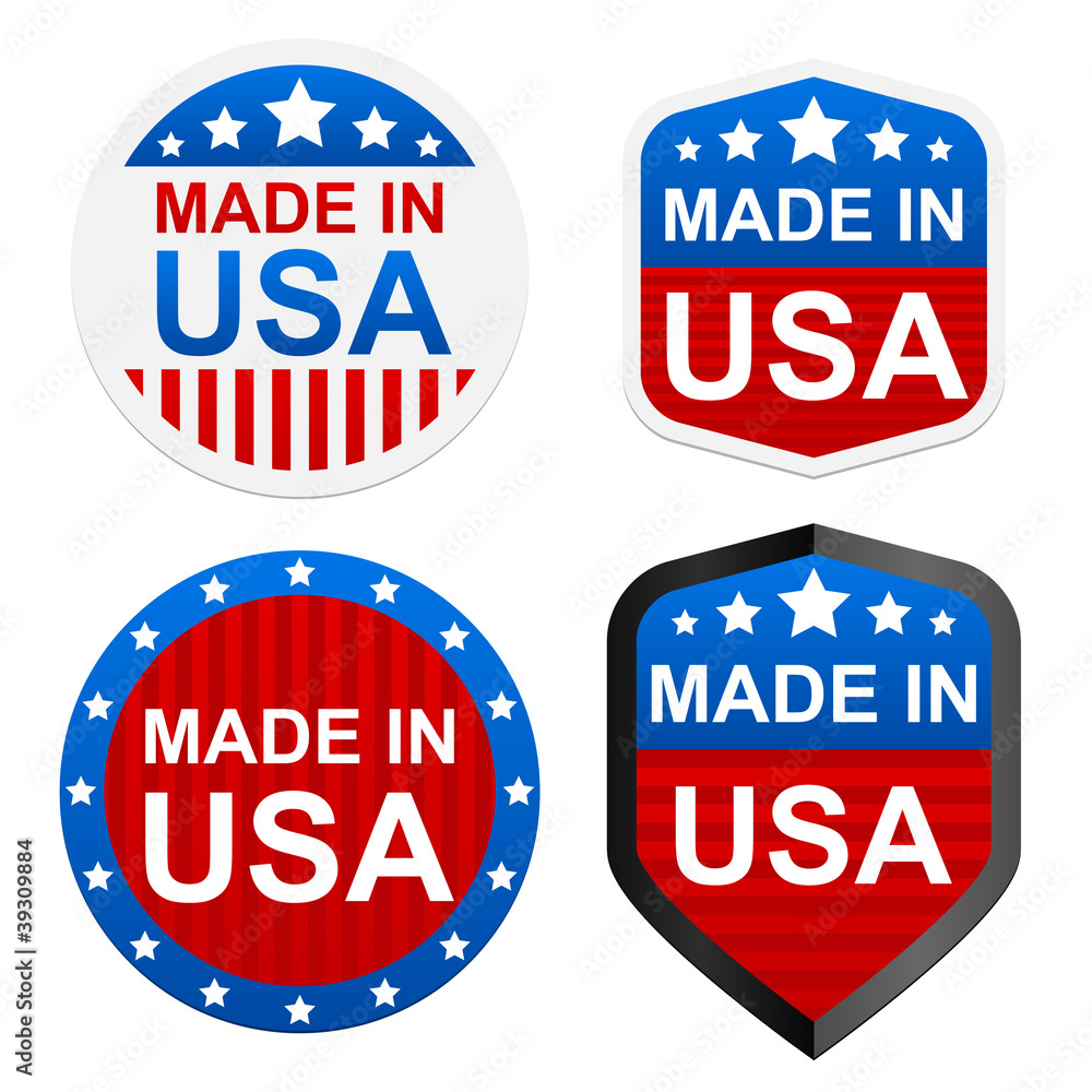 4 stickers - Made in USA. Vector illustration. Stock-Vektorgrafik