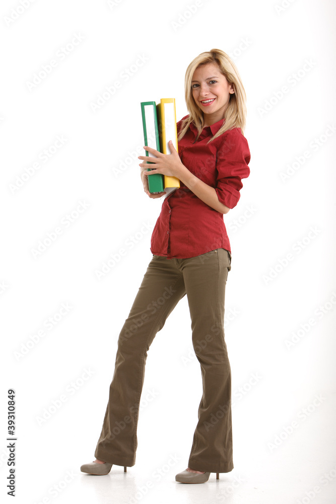 Office girl carrying folders Office girl carrying folders