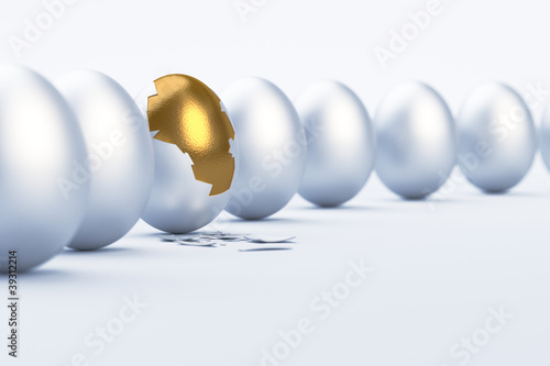 Golden Egg. Difference / uniqueness concept image