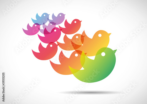 Rainbow Birds in flight Background # Vector