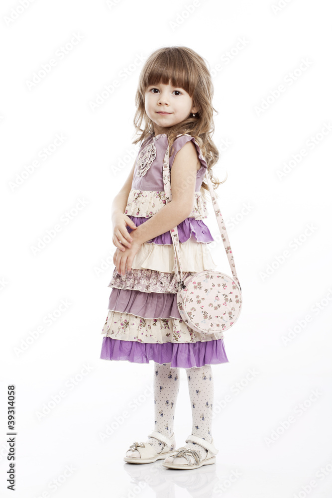 Portrait of a cheerful little girl with a bag Portrait of a cheerful little girl with a bag