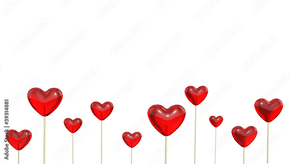 A lot of heart shaped lollipops