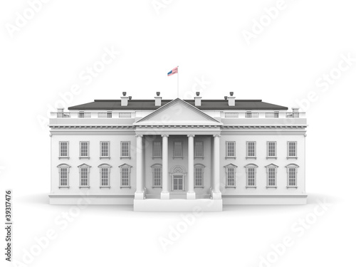 White house rendered illustration isolated on a white background