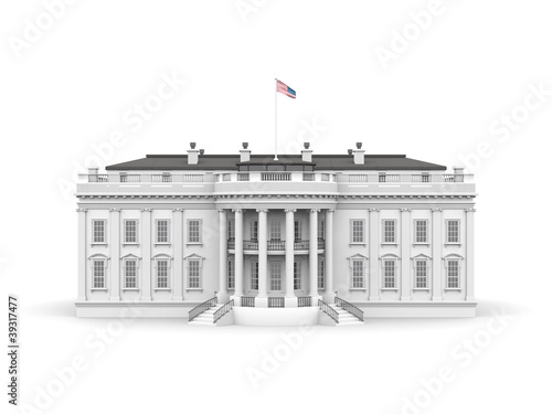 White house rendered illustration isolated on a white background