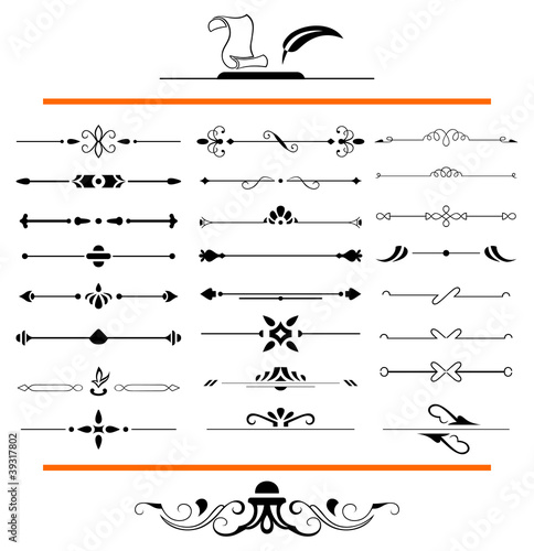 set: calligraphic design elements and page decoration