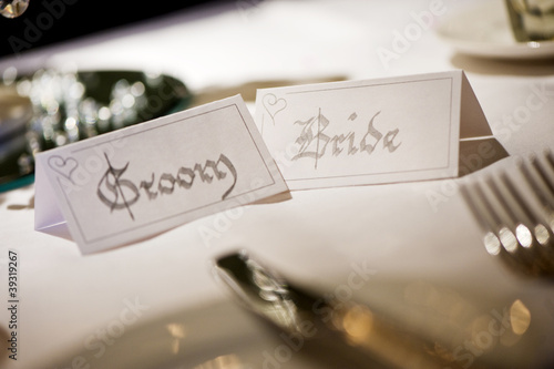 Bride and Groom name place cards