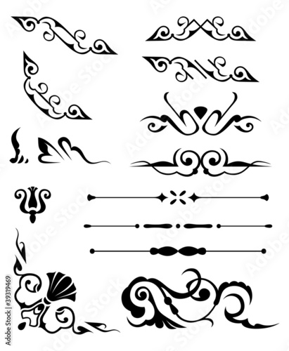 set: calligraphic design elements and page decoration