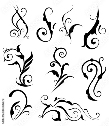 set: calligraphic design elements and page decoration