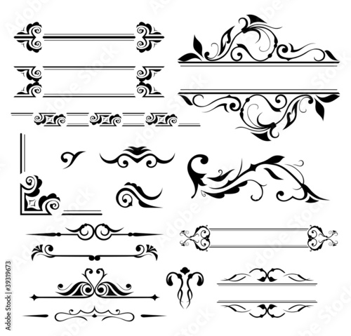 set: calligraphic design elements and page decoration