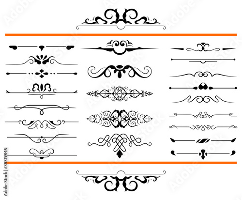 set: calligraphic design elements and page decoration