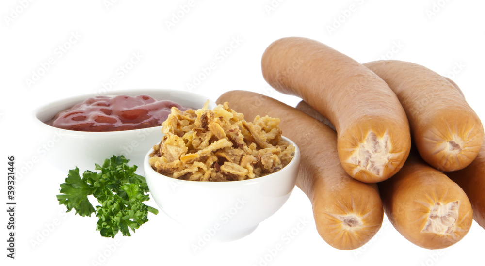 Sausages with hot dog ingredients (clipping paths) Sausages with hot dog ingredients (clipping paths)