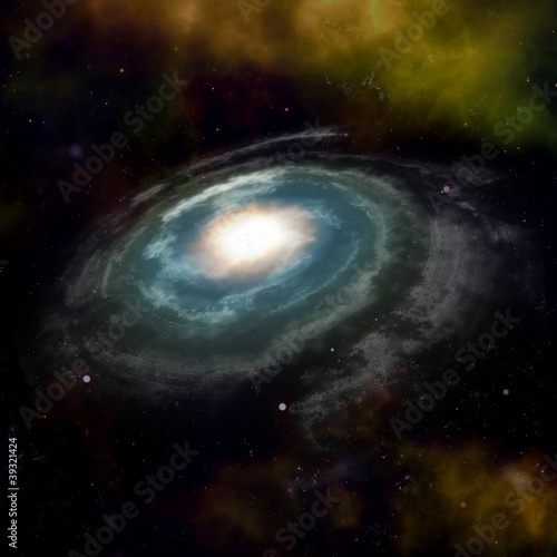 Fototapeta Naklejka Na Ścianę i Meble -  Spiral galaxy against black space and stars in deep outer space