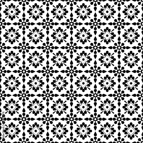Seamless Black on White Floral