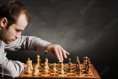 Man at chess board