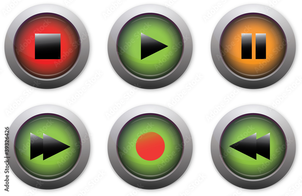 Collection of buttons for mediaplayers Collection of buttons for mediaplayers