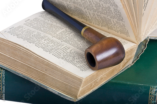 Tableau sur toile Old books and pipe