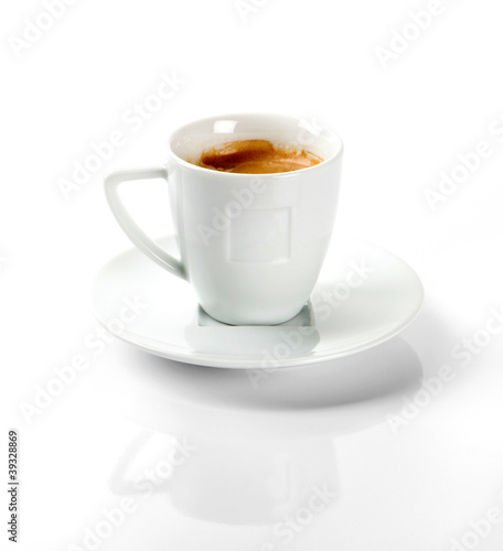 white cup of black coffee on white