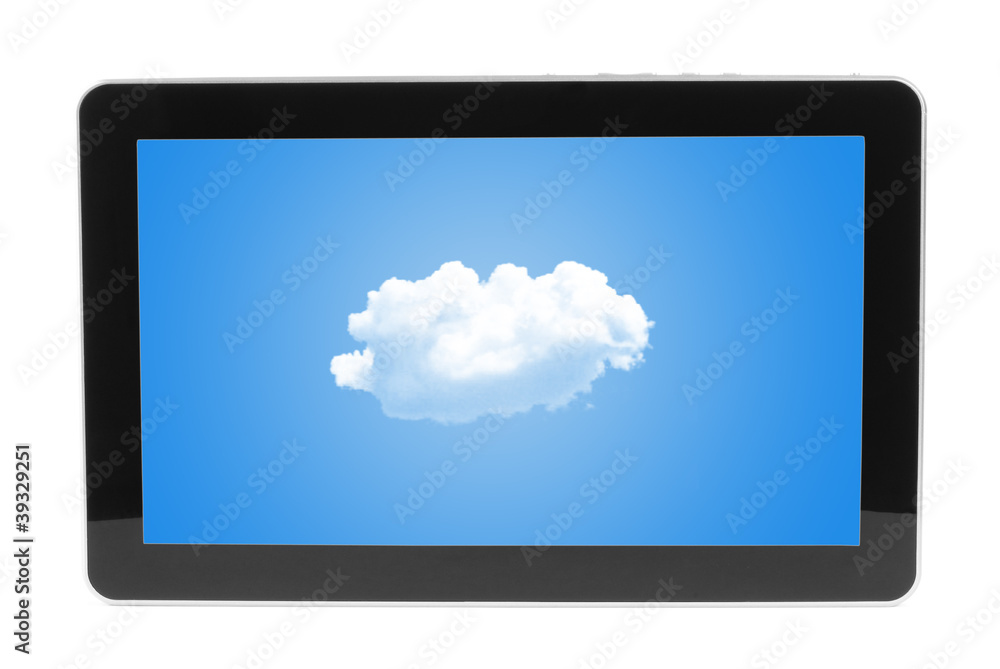 Touch screen device on white background Touch screen device on white background