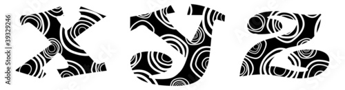 Hand-drawn vector lliteras "x", "y","z"  -alphabet