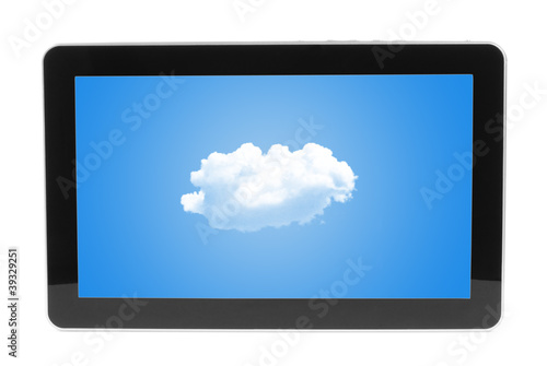 Touch screen device on white background