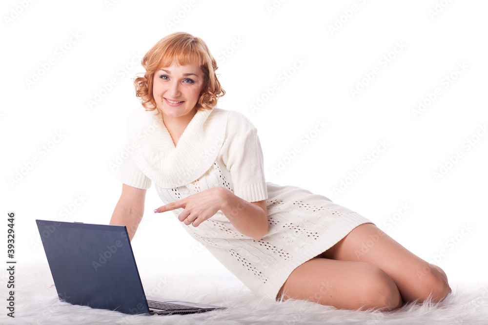 Naklejka premium Young woman with a notebook.