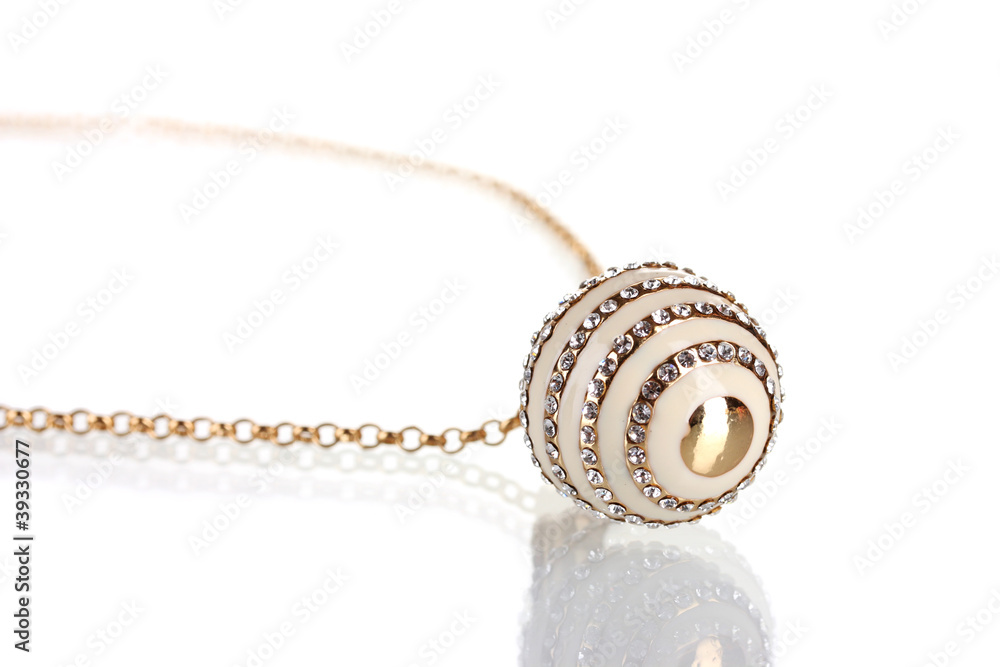 Pendant in form of ball with gem isolated on white