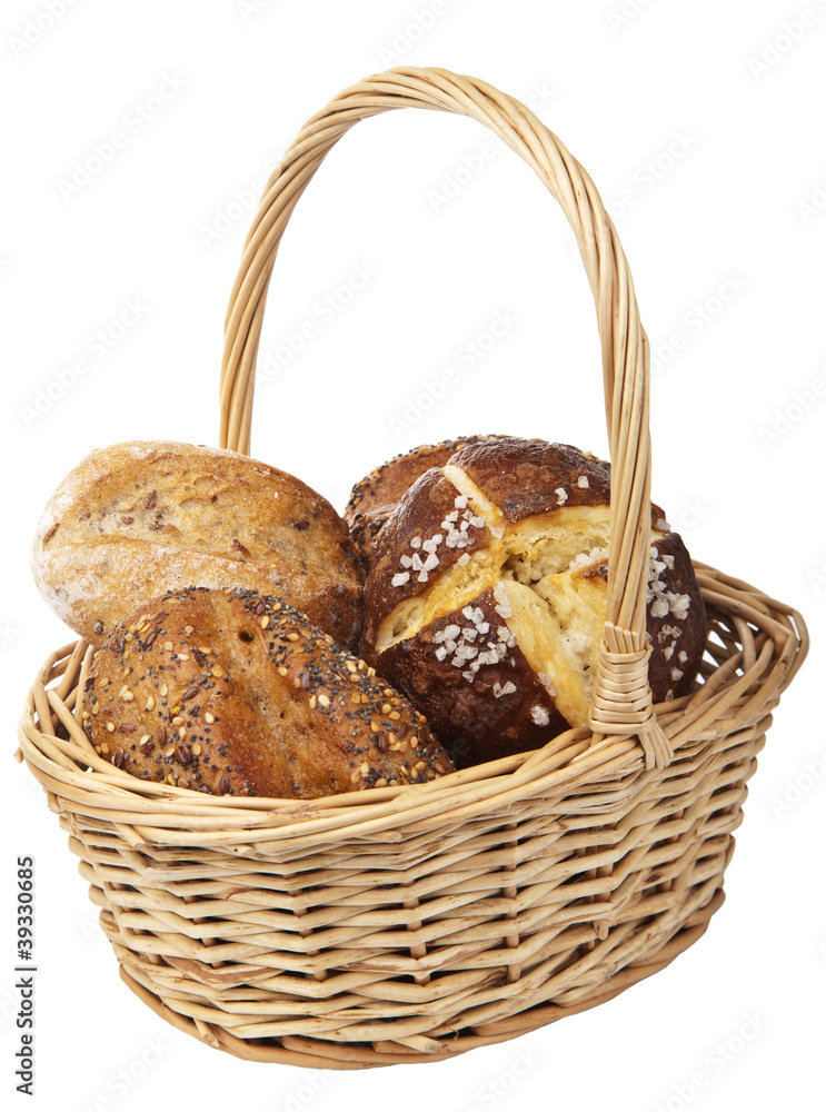 healthy bread in basket isolated