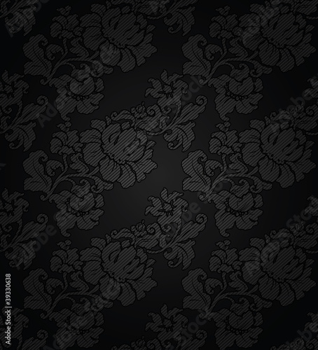 Corduroy dark  background, ornamental flowers texture fabric
