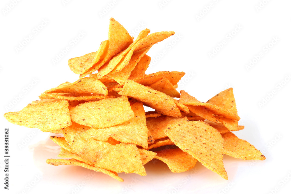 tasty potato chips isolated on white tasty potato chips isolated on white
