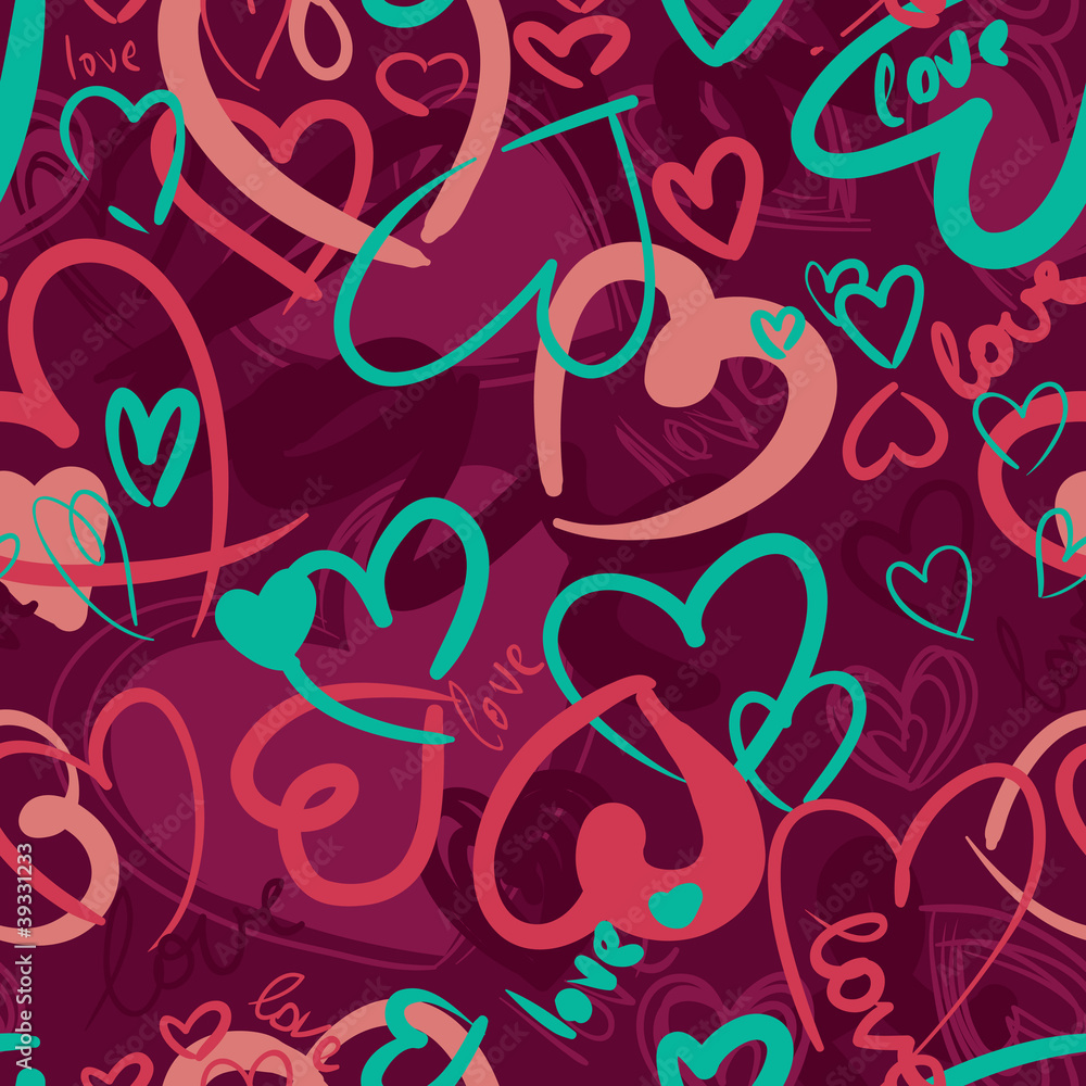 Obraz premium Cute valentine's seamless pattern with hearts
