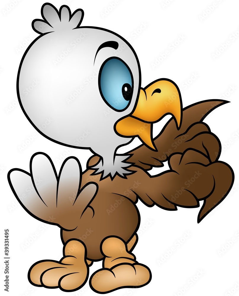 Fototapeta premium Little Bald Eagle - Cartoon Illustration