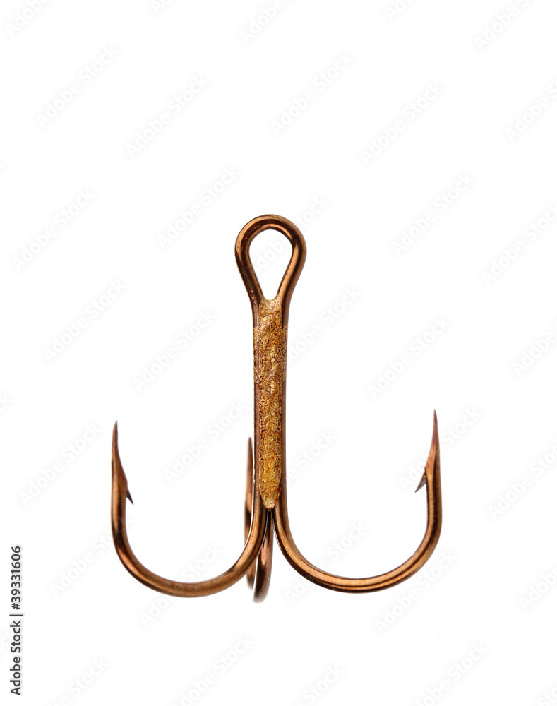 Treble fish hook isolated on white Treble fish hook isolated on white