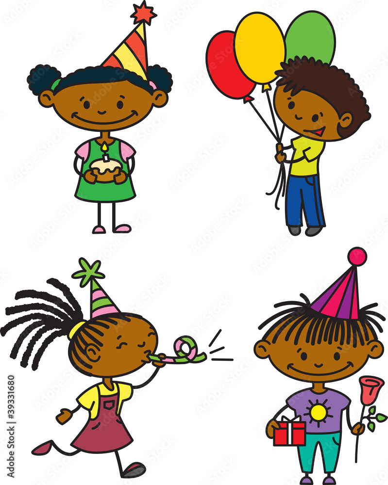 Birthday afroamerican children set (color version) Birthday afroamerican children set (color version)