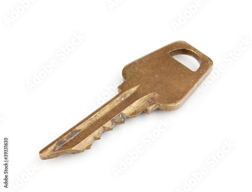 Metal key isolated on white