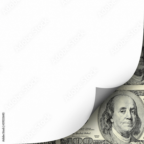 an image of paper curl and hundred dollar bill