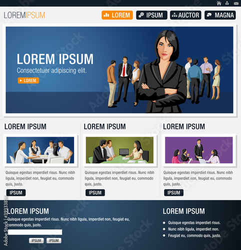 Blue website Template with business people
