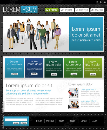 Blue and green website Template with business people