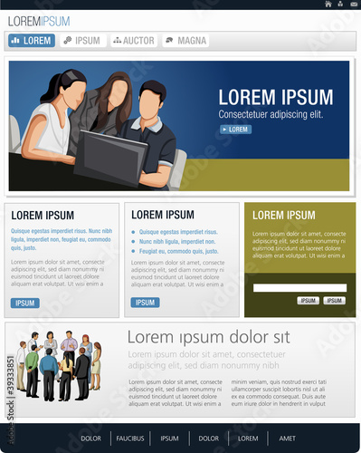 Blue website Template with business people
