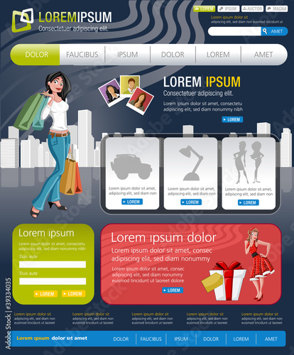 Colorful website Template with business people