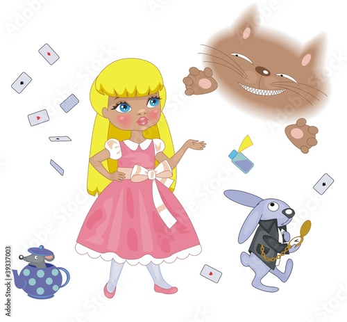Алиса с котом и кроликом #39337003