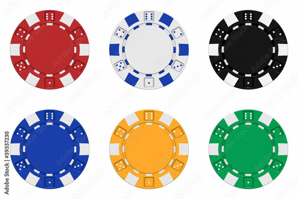 Fototapeta premium Sets of 3d rendered colored casino chips - 3D rendering