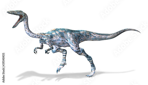Photorealistic 3 D rendering of a Coelophysis.