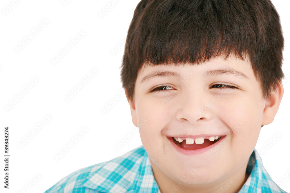 Closeup portrait of cute little boy laughing Closeup portrait of cute little boy laughing