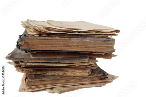 stack of old book isolated