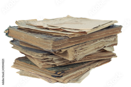stack of old book isolated