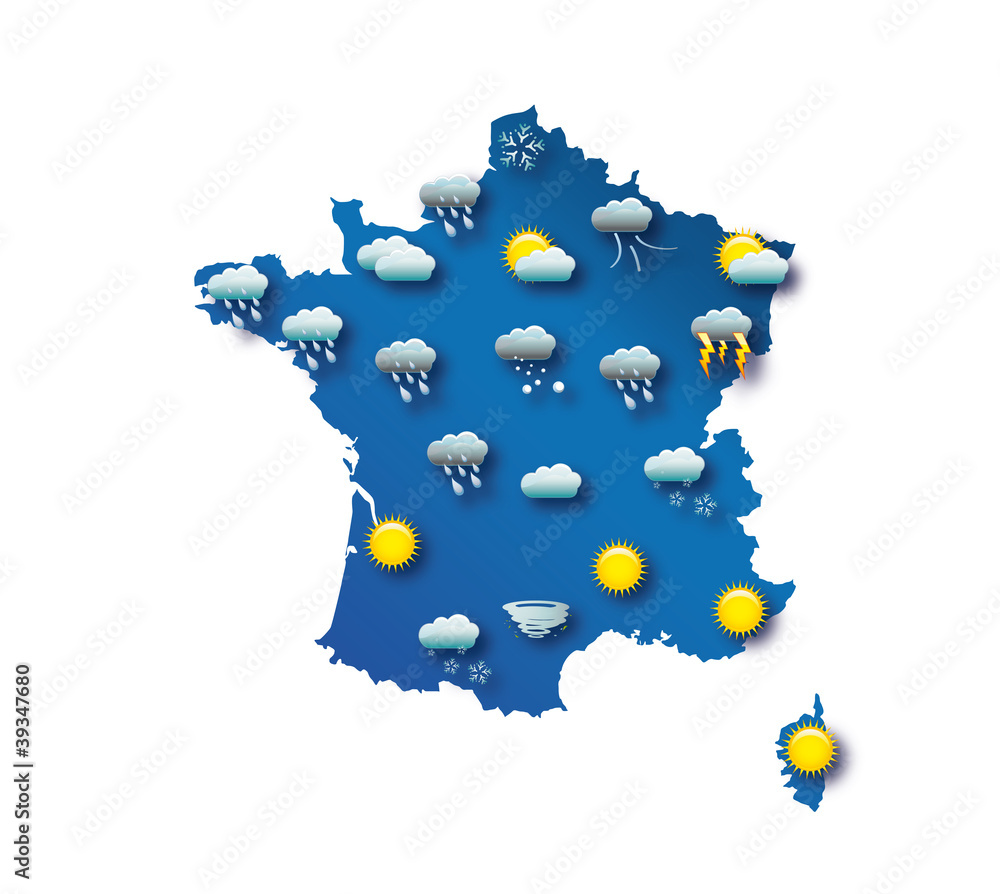 Carte de prévision météo - France Stock Vector