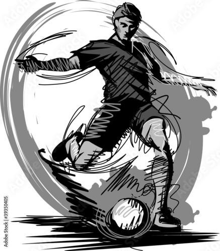 Soccer Player Kicking Ball Vector Illustration...